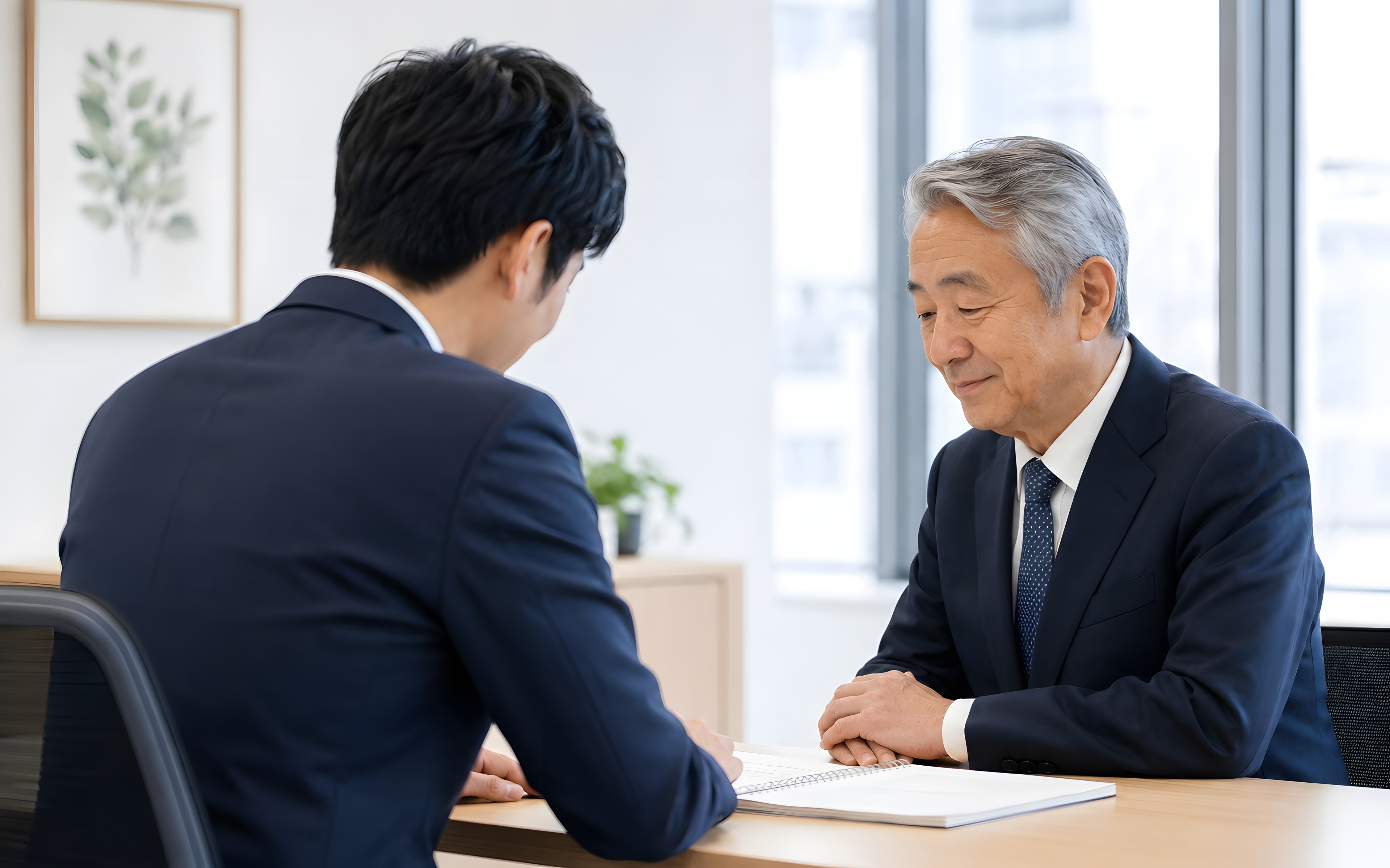 書類⁠を確認している様子